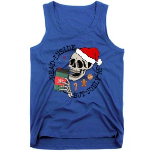 Dead Inside But Jolly Af Funny Skeleton Ing Coffee Xmas Cool Gift Tank Top