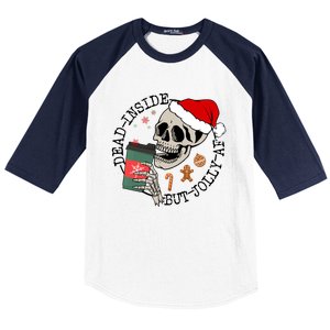 Dead Inside But Jolly Af Funny Skeleton Ing Coffee Xmas Cool Gift Baseball Sleeve Shirt