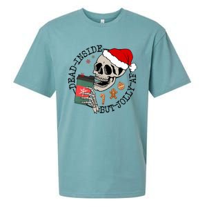 Dead Inside But Jolly Af Funny Skeleton Ing Coffee Xmas Cool Gift Sueded Cloud Jersey T-Shirt