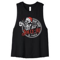 Dead Inside But Jolly Af Dead Inside Jolly Skeleton Christmas Women's Racerback Cropped Tank