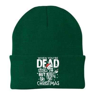 Dead Inside But Jolly Af Christmas Skeleton Knit Cap Winter Beanie