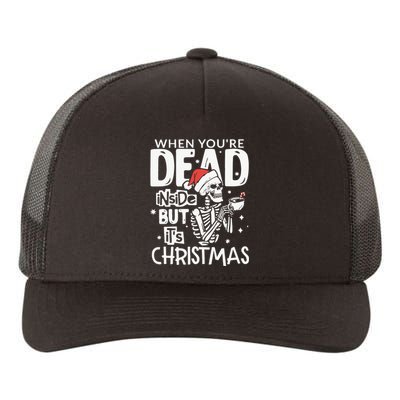 Dead Inside But Jolly Af Christmas Skeleton Yupoong Adult 5-Panel Trucker Hat