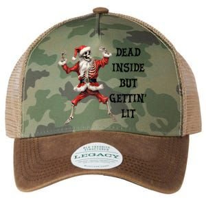 Dead Inside But Gettin Lit Funny Santa Skeleton Gift Legacy Tie Dye Trucker Hat