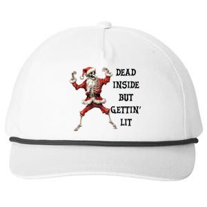 Dead Inside But Gettin Lit Funny Santa Skeleton Gift Snapback Five-Panel Rope Hat