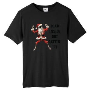 Dead Inside But Gettin Lit Funny Santa Skeleton Gift Tall Fusion ChromaSoft Performance T-Shirt