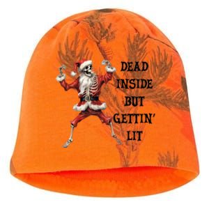 Dead Inside But Gettin Lit Funny Santa Skeleton Gift Kati - Camo Knit Beanie