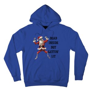 Dead Inside But Gettin Lit Funny Santa Skeleton Gift Hoodie