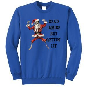 Dead Inside But Gettin Lit Funny Santa Skeleton Gift Sweatshirt