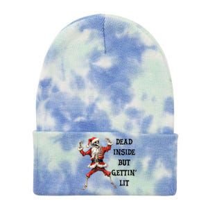 Dead Inside But Gettin Lit Funny Santa Skeleton Gift Tie Dye 12in Knit Beanie