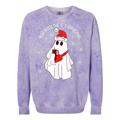 Dead Inside But Its Christmas Funny Ghost Retro Boo Jee Colorblast Crewneck Sweatshirt