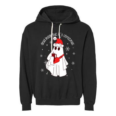 Dead Inside But Its Christmas Funny Ghost Retro Boo Jee Garment-Dyed Fleece Hoodie