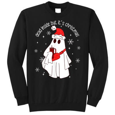 Dead Inside But Its Christmas Funny Ghost Retro Boo Jee Tall Sweatshirt