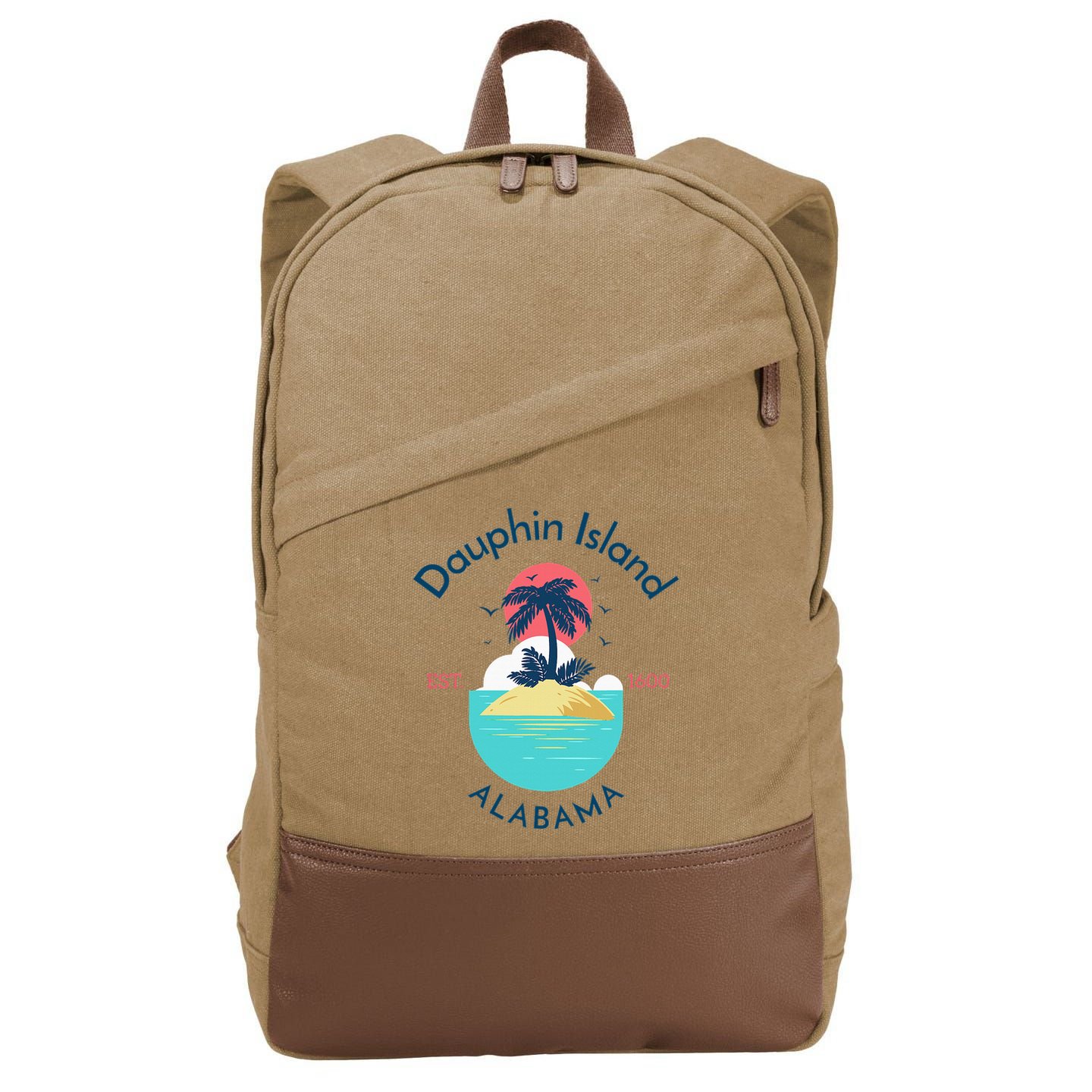 Dauphin Island Beach Alabama Cotton Canvas Backpack