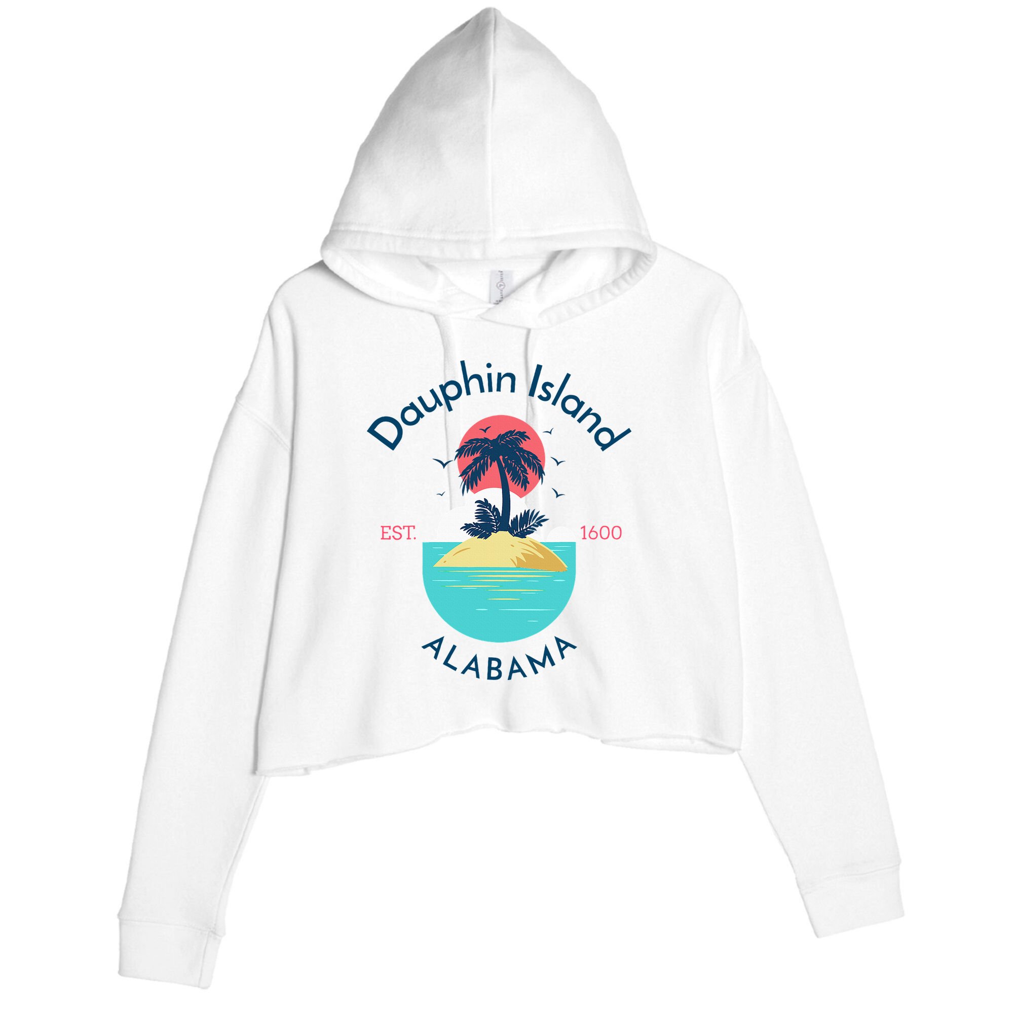 Dauphin Island Beach Alabama Crop Fleece Hoodie