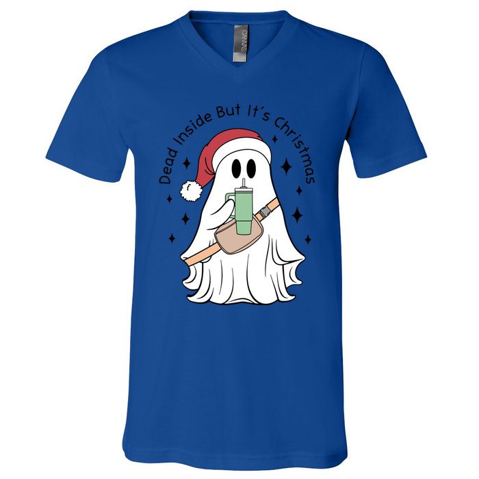 Dead Inside But Its Christmas Boujee Ghost Stanley Tumbler Cute Gift V-Neck T-Shirt