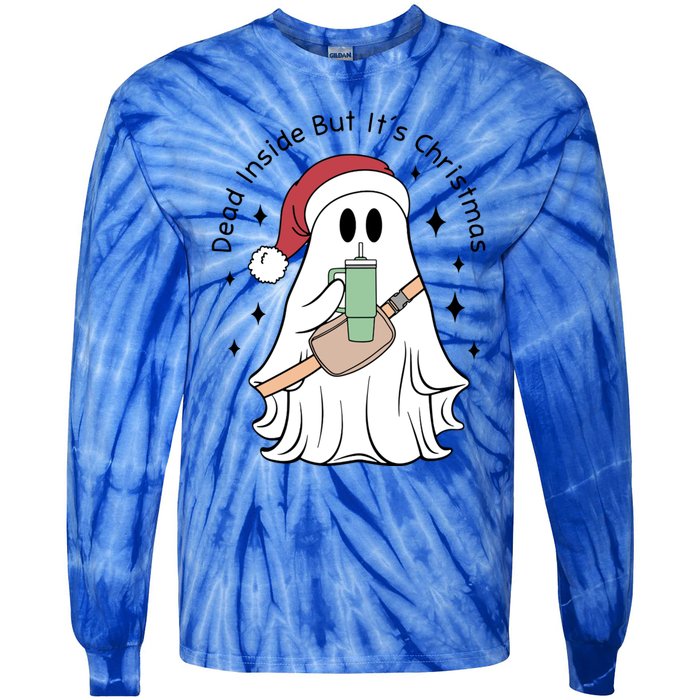 Dead Inside But Its Christmas Boujee Ghost Stanley Tumbler Cute Gift Tie-Dye Long Sleeve Shirt