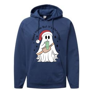 Dead Inside But Its Christmas Boujee Ghost Stanley Tumbler Cute Gift Performance Fleece Hoodie