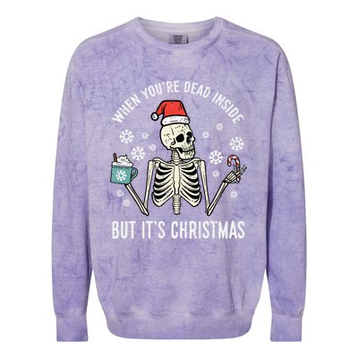 Dead Inside But Its Christmas Skeleton Coffee Xmas Gift Colorblast Crewneck Sweatshirt