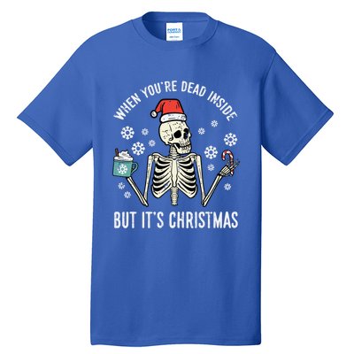 Dead Inside But Its Christmas Skeleton Coffee Xmas Gift Tall T-Shirt