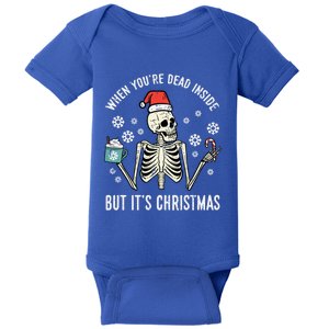 Dead Inside But Its Christmas Skeleton Coffee Xmas Gift Baby Bodysuit