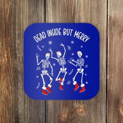 Dead Inside But Merry Funny Dancing Skeleton Christmas Nurse Cool Gift Coaster