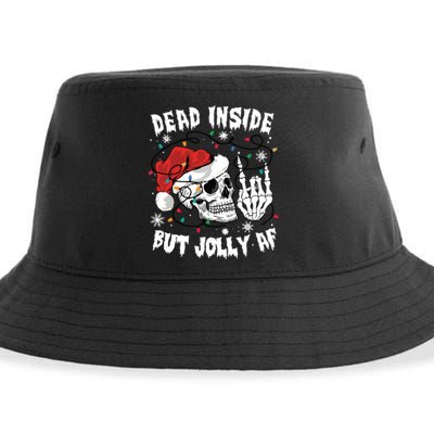 Dead Inside But Jolly Af Funny Christmas Sustainable Bucket Hat