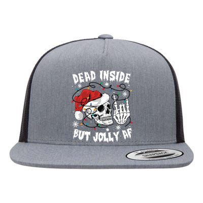 Dead Inside But Jolly Af Funny Christmas Flat Bill Trucker Hat