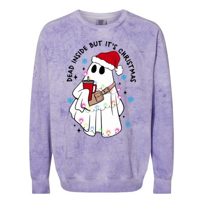 Dead Inside But ItS Christmas Cute Boo Jee Ghost Santa Xmas Gift Colorblast Crewneck Sweatshirt