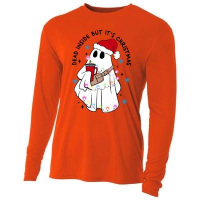 Dead Inside But ItS Christmas Cute Boo Jee Ghost Santa Xmas Gift Cooling Performance Long Sleeve Crew