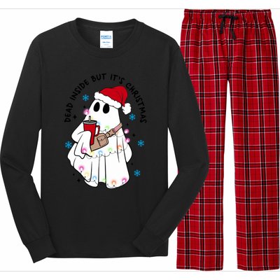 Dead Inside But ItS Christmas Cute Boo Jee Ghost Santa Xmas Gift Long Sleeve Pajama Set