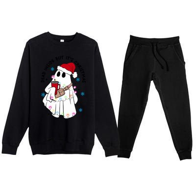 Dead Inside But ItS Christmas Cute Boo Jee Ghost Santa Xmas Gift Premium Crewneck Sweatsuit Set