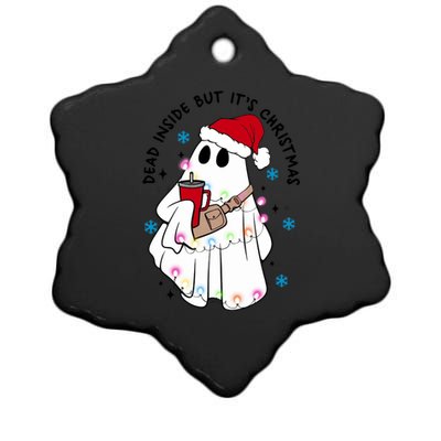 Dead Inside But ItS Christmas Cute Boo Jee Ghost Santa Xmas Gift Ceramic Star Ornament