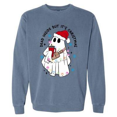 Dead Inside But ItS Christmas Cute Boo Jee Ghost Santa Xmas Gift Garment-Dyed Sweatshirt