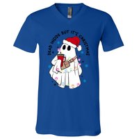 Dead Inside But ItS Christmas Cute Boo Jee Ghost Santa Xmas Gift V-Neck T-Shirt