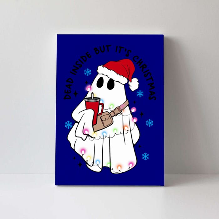 Dead Inside But ItS Christmas Cute Boo Jee Ghost Santa Xmas Gift Canvas