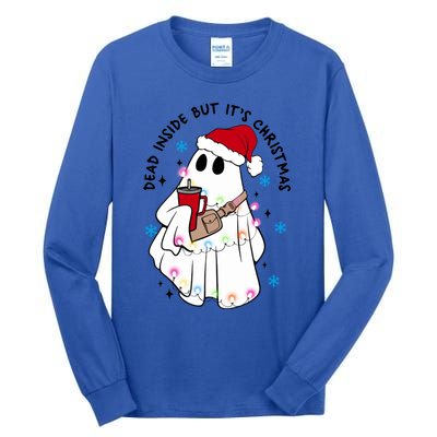 Dead Inside But ItS Christmas Cute Boo Jee Ghost Santa Xmas Gift Tall Long Sleeve T-Shirt