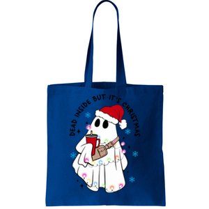 Dead Inside But ItS Christmas Cute Boo Jee Ghost Santa Xmas Gift Tote Bag