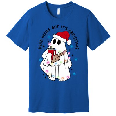 Dead Inside But ItS Christmas Cute Boo Jee Ghost Santa Xmas Gift Premium T-Shirt