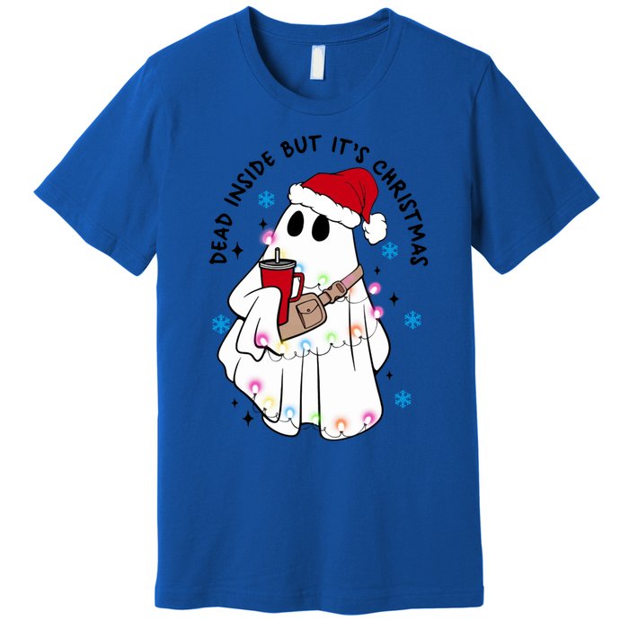 Dead Inside But ItS Christmas Cute Boo Jee Ghost Santa Xmas Gift Premium T-Shirt