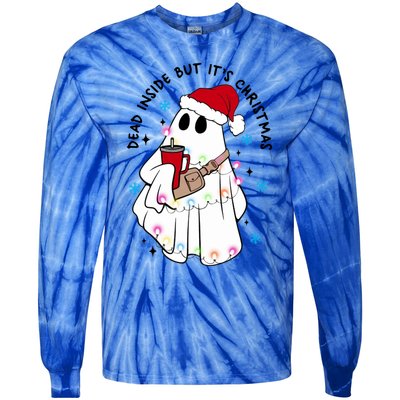 Dead Inside But ItS Christmas Cute Boo Jee Ghost Santa Xmas Gift Tie-Dye Long Sleeve Shirt