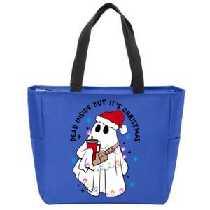 Dead Inside But ItS Christmas Cute Boo Jee Ghost Santa Xmas Gift Zip Tote Bag