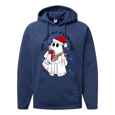 Dead Inside But ItS Christmas Cute Boo Jee Ghost Santa Xmas Gift Performance Fleece Hoodie