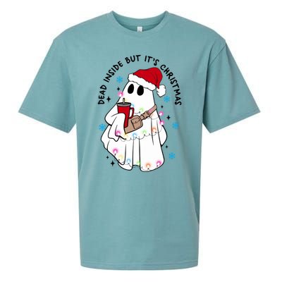 Dead Inside But ItS Christmas Cute Boo Jee Ghost Santa Xmas Gift Sueded Cloud Jersey T-Shirt