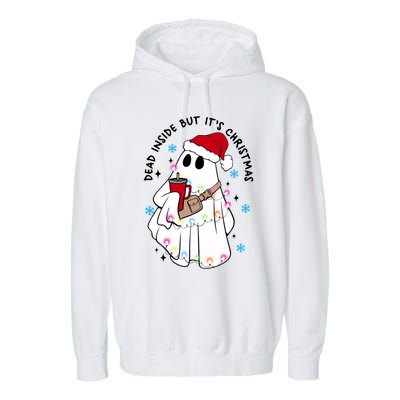 Dead Inside But ItS Christmas Cute Boo Jee Ghost Santa Xmas Gift Garment-Dyed Fleece Hoodie