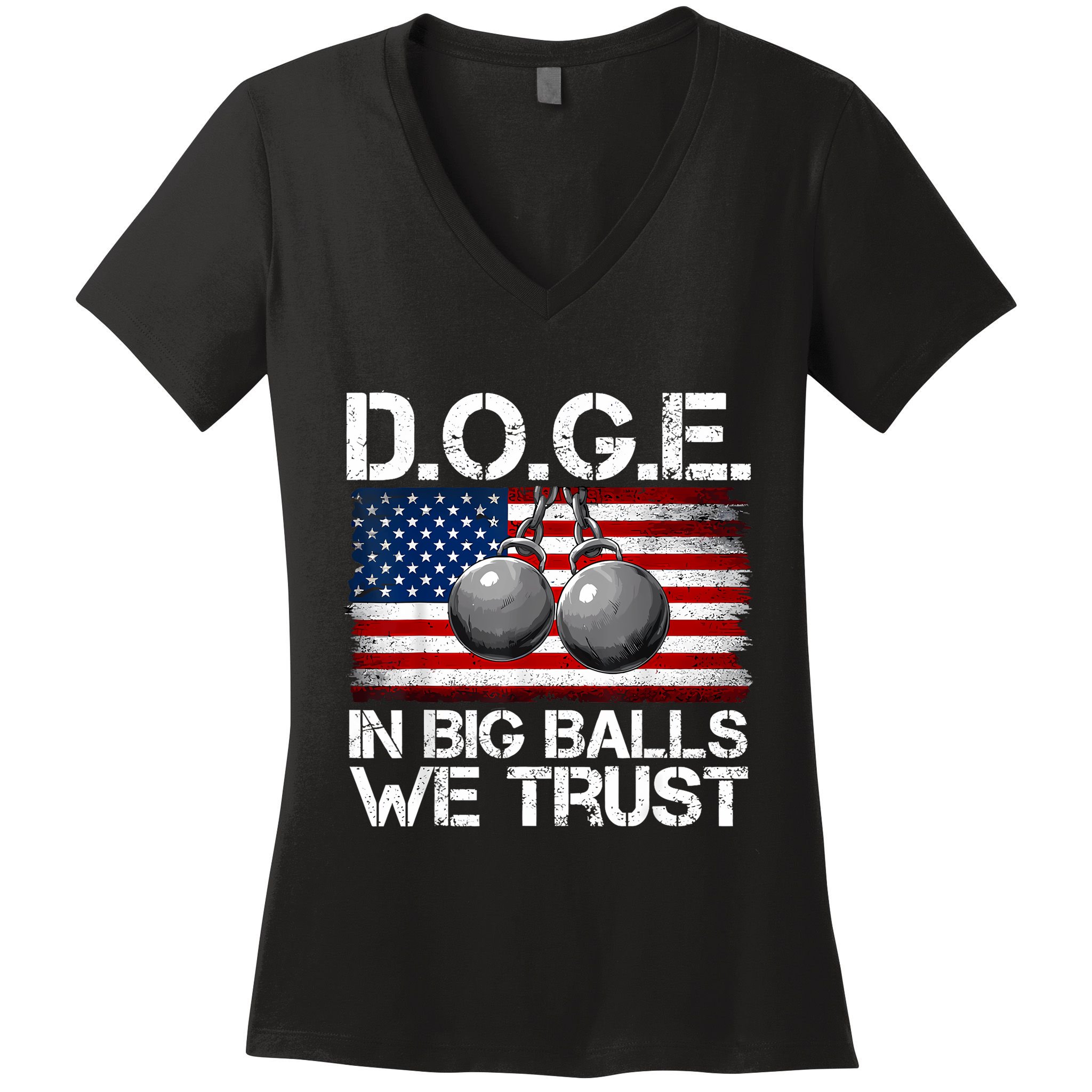 D.O.G.E. In Big Balls We Trust 2025 Women's V-Neck T-Shirt