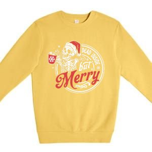 Dead Inside But Merry Funny Skeleton Coffee Christmas Funny Gift Premium Crewneck Sweatshirt