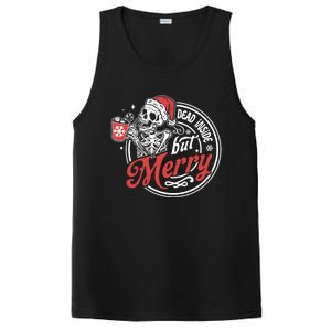 Dead Inside But Merry Funny Skeleton Coffee Christmas Funny Gift PosiCharge Competitor Tank