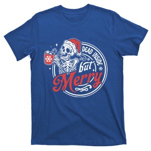 Dead Inside But Merry Funny Skeleton Coffee Christmas Funny Gift T-Shirt