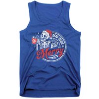 Dead Inside But Merry Funny Skeleton Coffee Christmas Funny Gift Tank Top