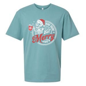 Dead Inside But Merry Funny Skeleton Coffee Christmas Funny Gift Sueded Cloud Jersey T-Shirt